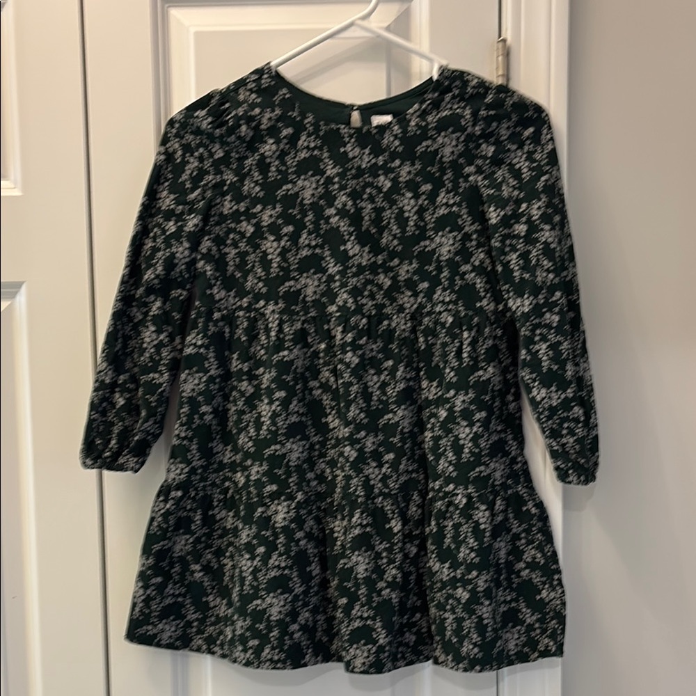 Floral Green corduroy Kids Dress